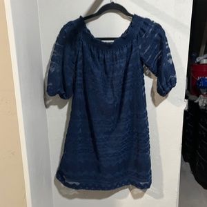 Trina Turk Lace Velvet Dress in Dark Blue Size Small